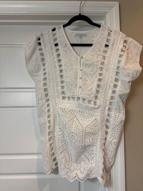 OndadeMar White Eyelet Embroidered Swim Coverup